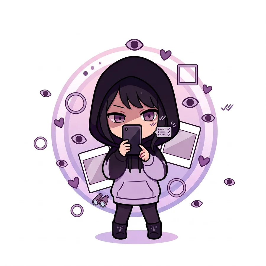 追わないフリして監視タイプのキャラクターイラスト
